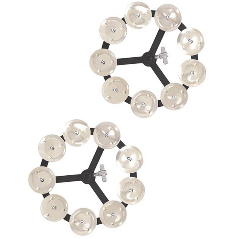 2PCS Headliner Series Hi-Hat Tambourine with Double Row Steel Jingles - Black
