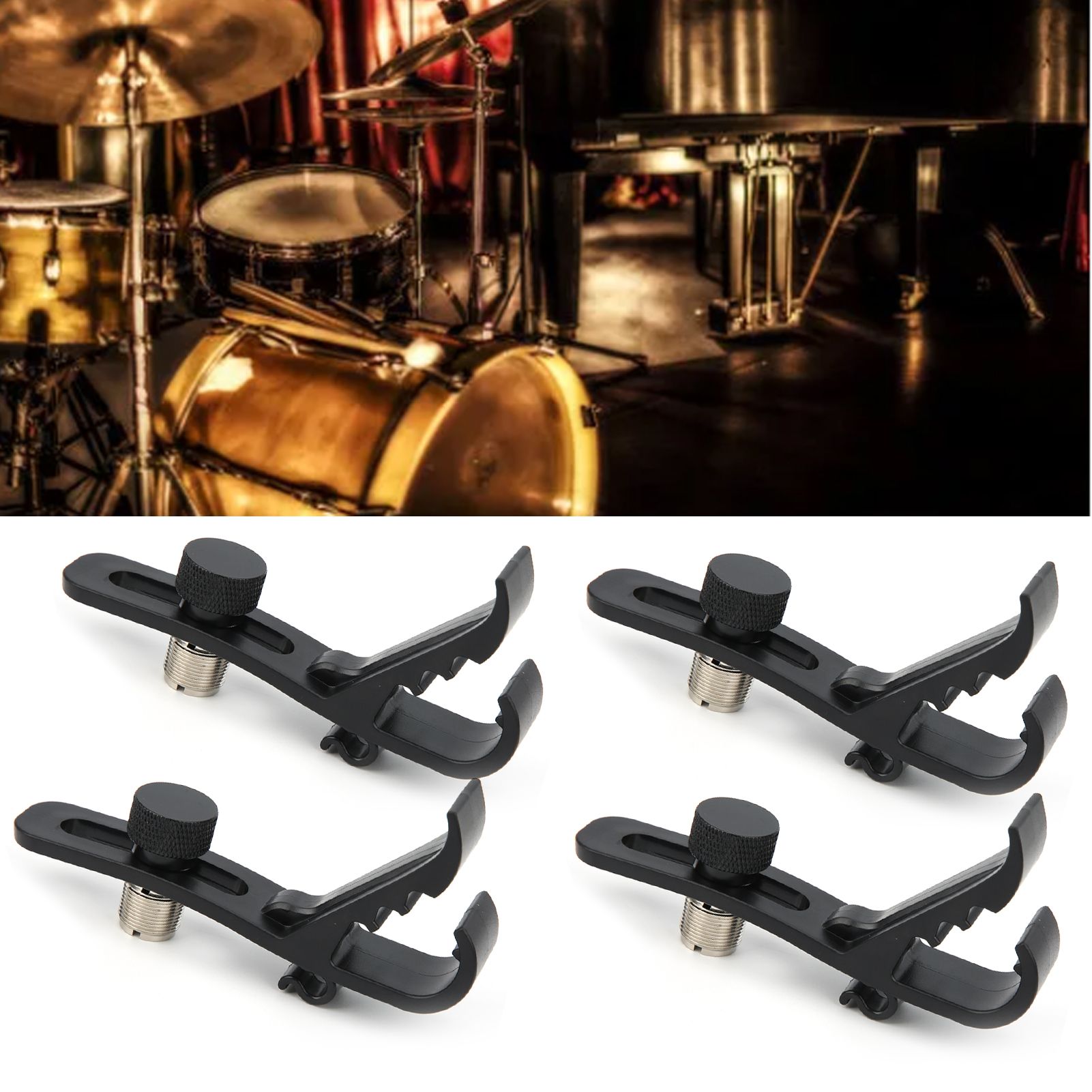 4Pcs Drum Microphone Clip Shockproof Securing Clamp Holder Instrument Accessory