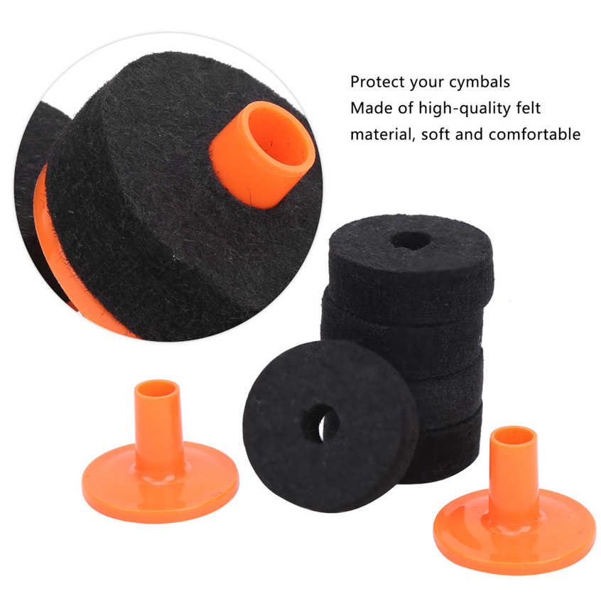 Limeng La 7Pcs Drum Felt Pad Kit Black Orange Red Wear-Resistant Anti-Friction Cymbal Accessories