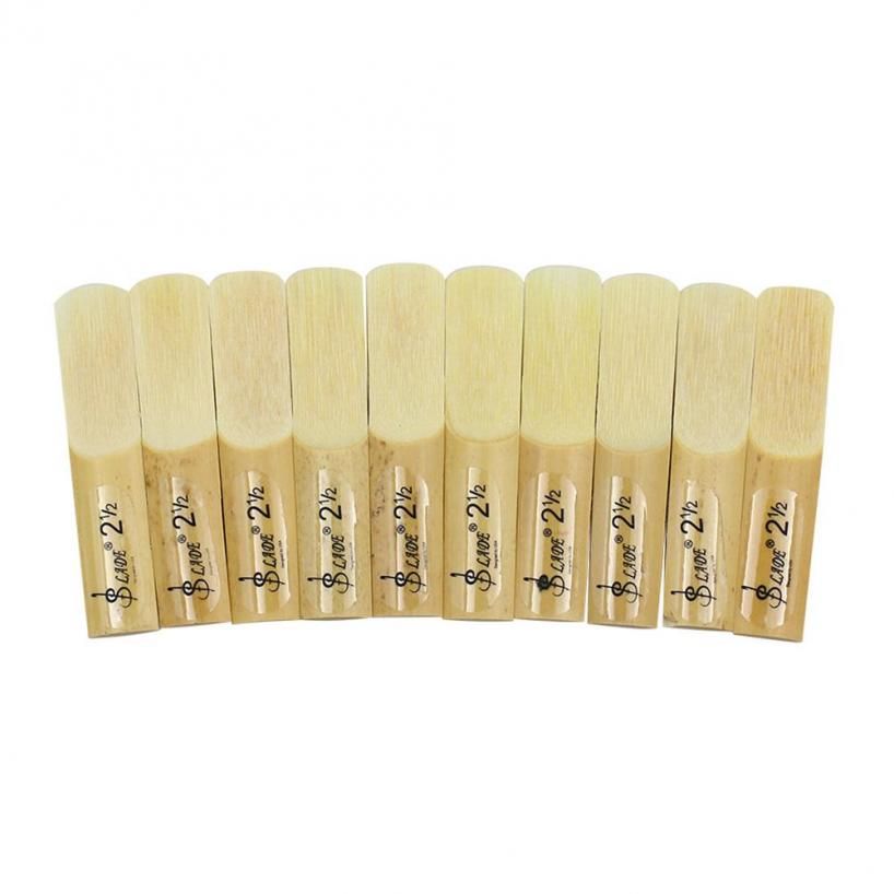 LADE 10Pcs Qualified Bamboo Reeds Strength 2.5 Alto bE Sax Saxophone with Box