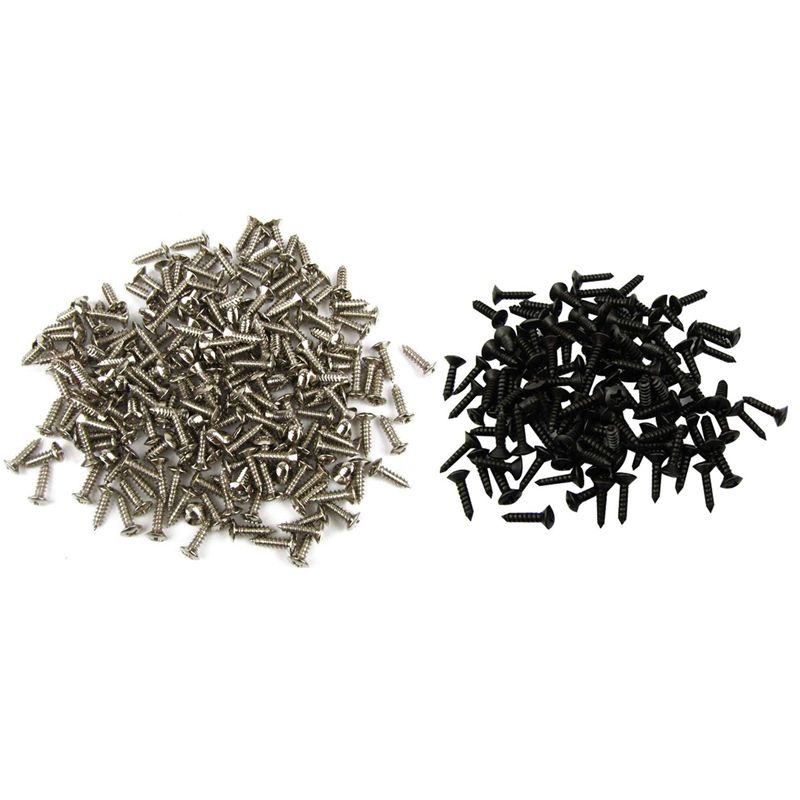 100Pcs Pickguard Screws 3MM for Fender Strat Style Guitar - 50pcs Silver & 50pcs Black