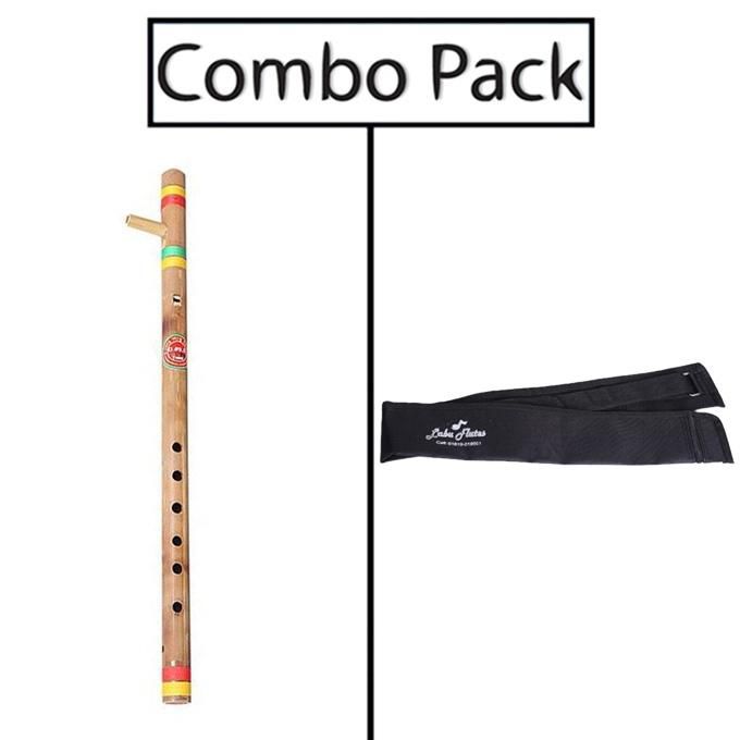 Combo of D - Whistle Flute Scale and Flute Bag