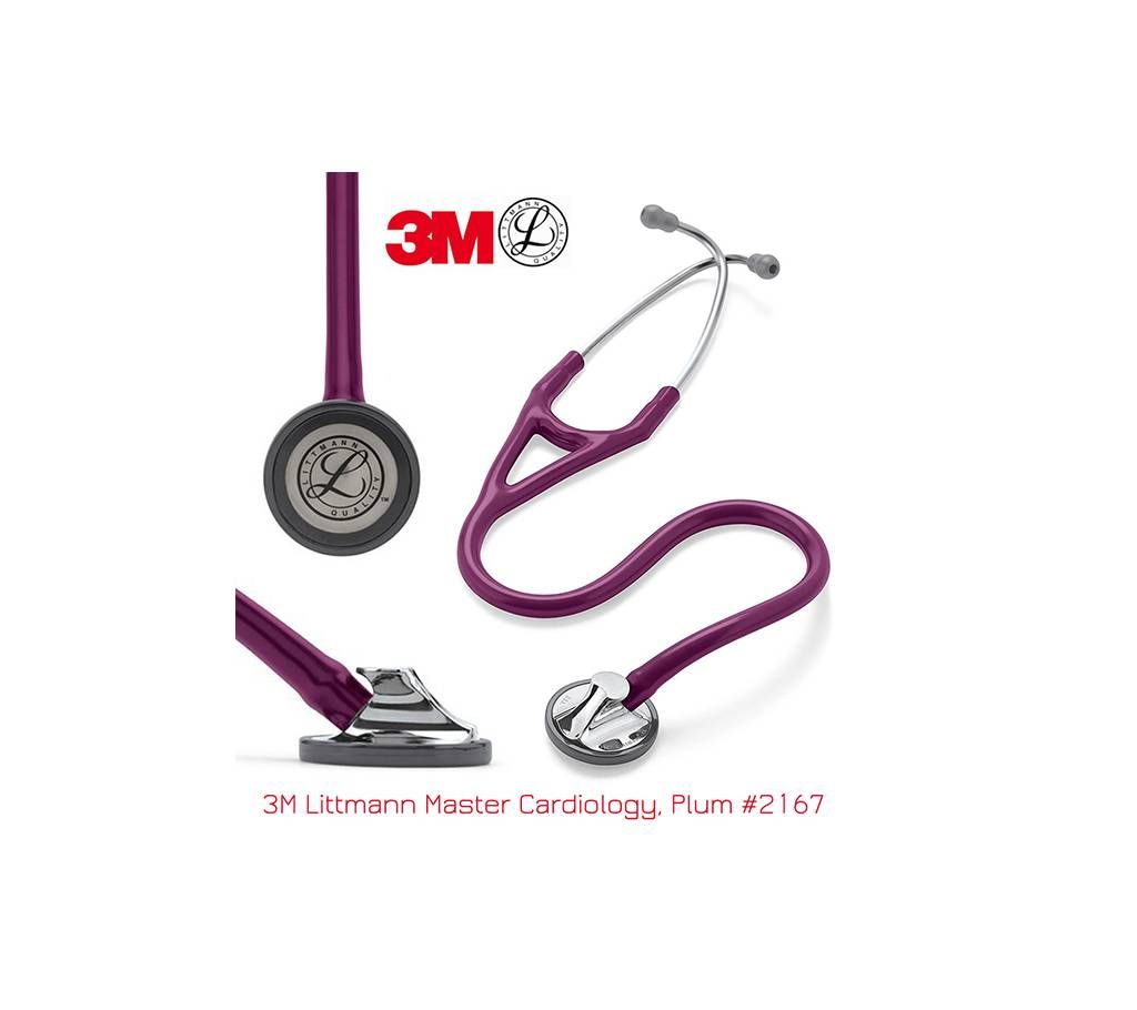 3M Littmann Master Cardiology Stethoscope, Plum Tube, Polished Stainless Steel Finish, 27 inch, 2167