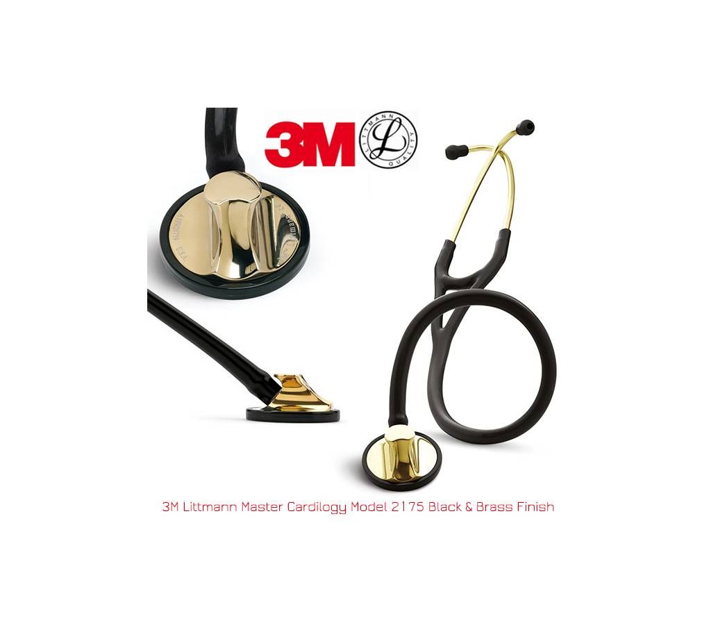 3M Littmann Master Cardiology Stethoscope, Black Tube, Brass Finish, 27 inch, 2175