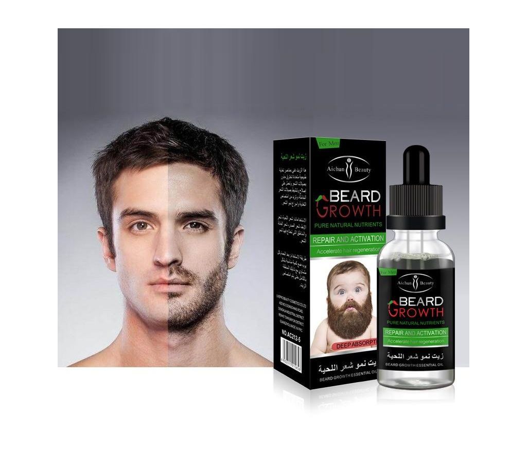 1 Botttle 30ML Natural Mens Beard Growth Solution Gentle Maintenance Hair Growth Beard Growth Essential Oil For All types