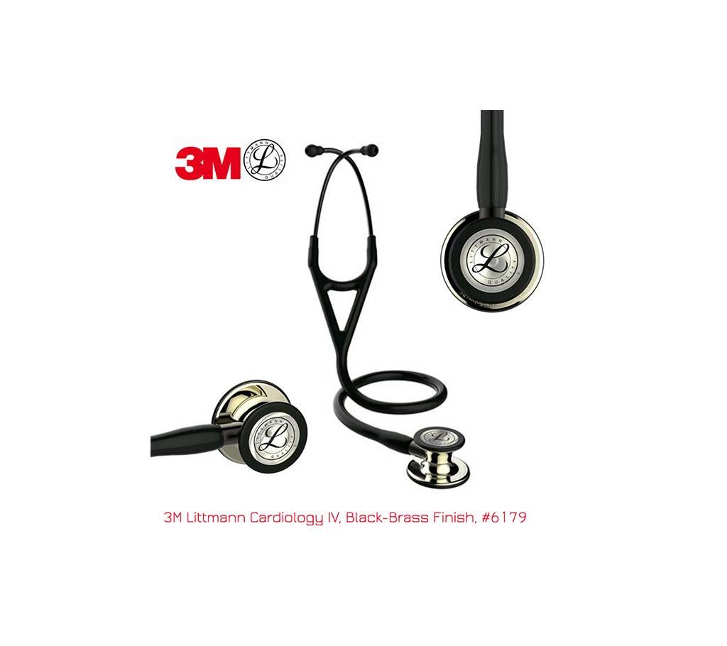 3M Littmann Cardiology IV Stethoscope, Black tube, Champagne chestpiece, 6179