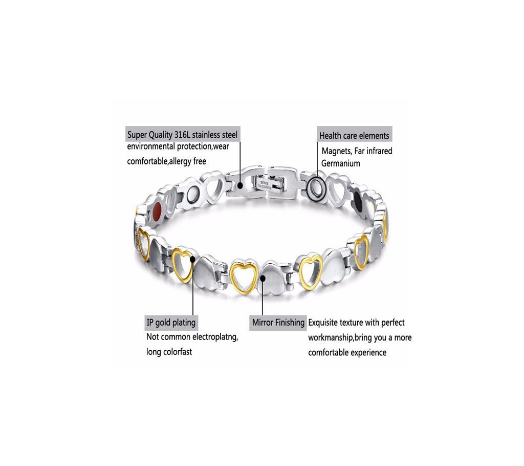 316 L St. steel Healthcare women Bracelet with Neodymium Magnet,  Negative ION,  Far Infrared.