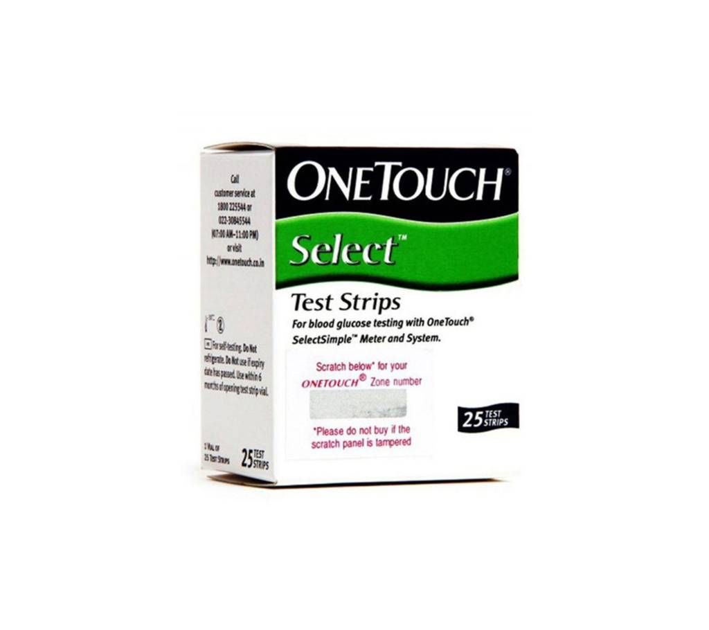 One Touch Select Test Strips 25 Count, (Multicolor) India 