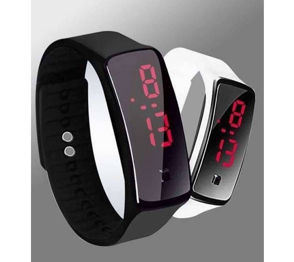 Black Silicon LED Sports Watch