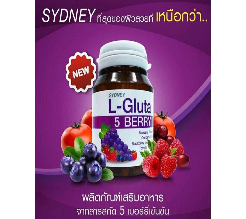 L-GLUTA 5 BERRY PLUS WHITINING SKIN ANTI AGING VITAMIN 30 CAPSULS   - THAILAND