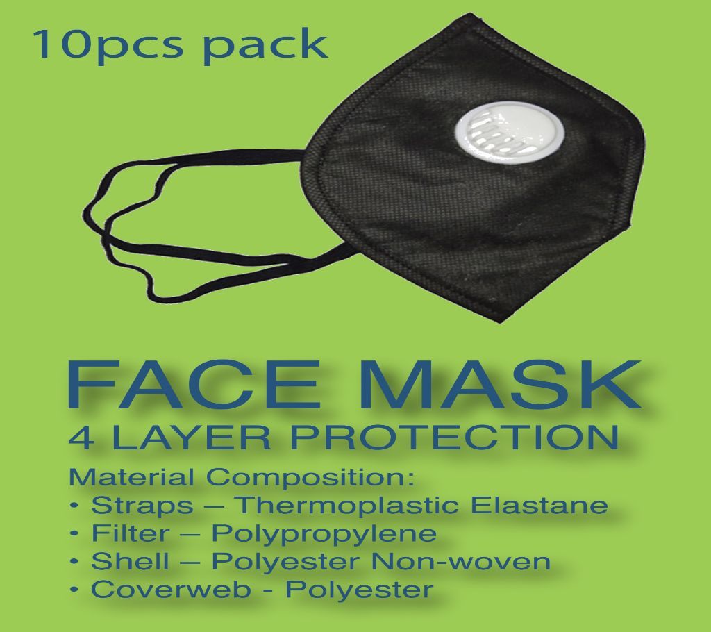 Anti Pollution Safety Mask-Black And White-10 Piece 