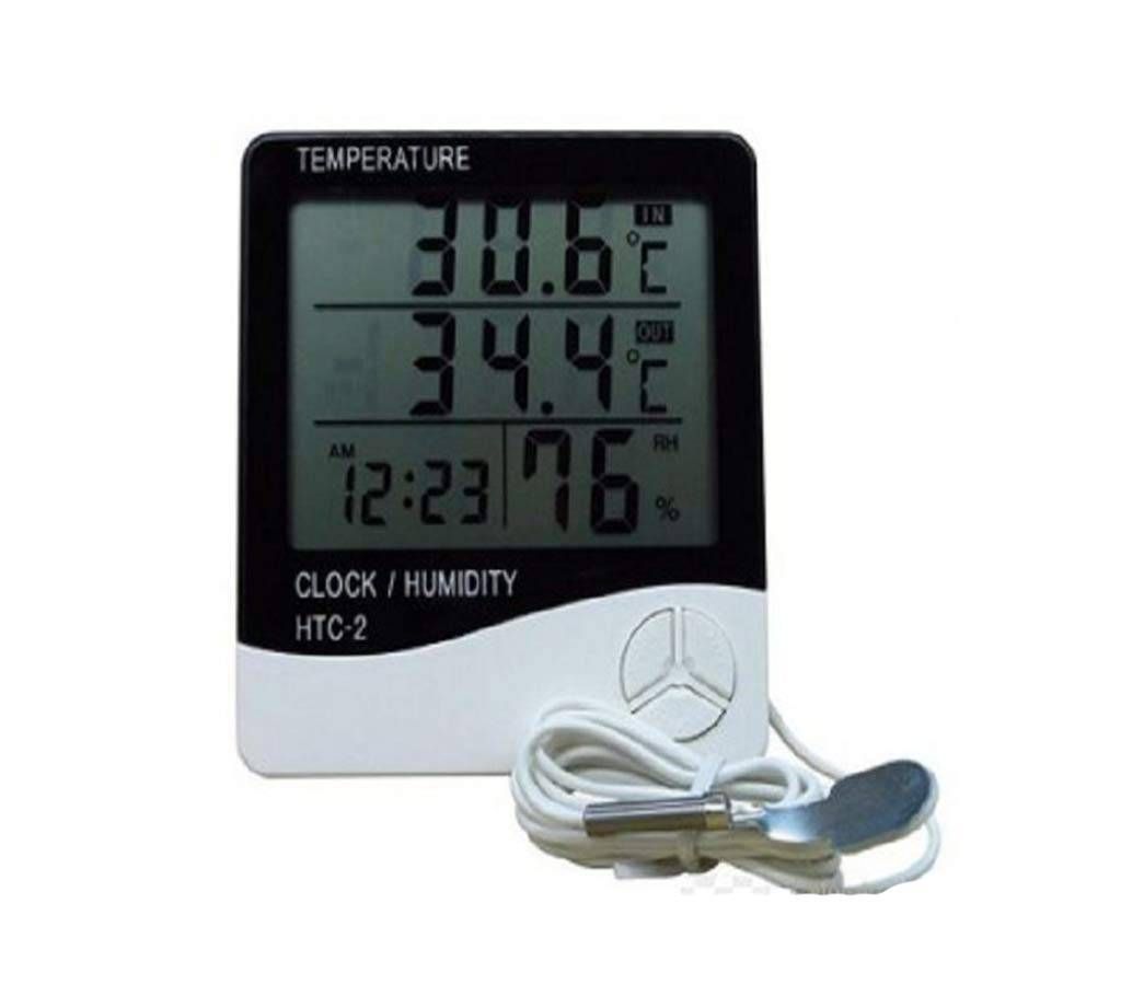 HTC-2 Digital Indoor/Outdoor Thermo-hygrometer Temperature Humidity Meter with Time/Clock Home & Industrial Room Temperature