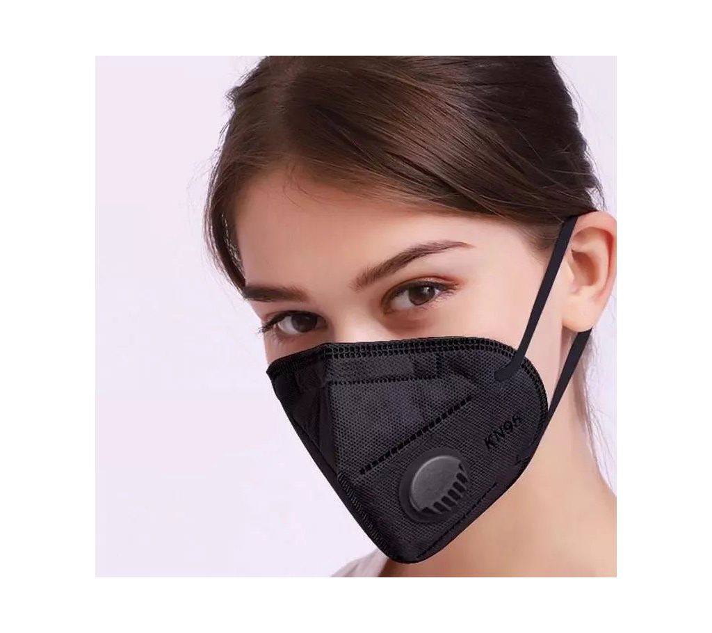 N95 Black Face Mask Virus Precaution With Filter & Activated Carbon.