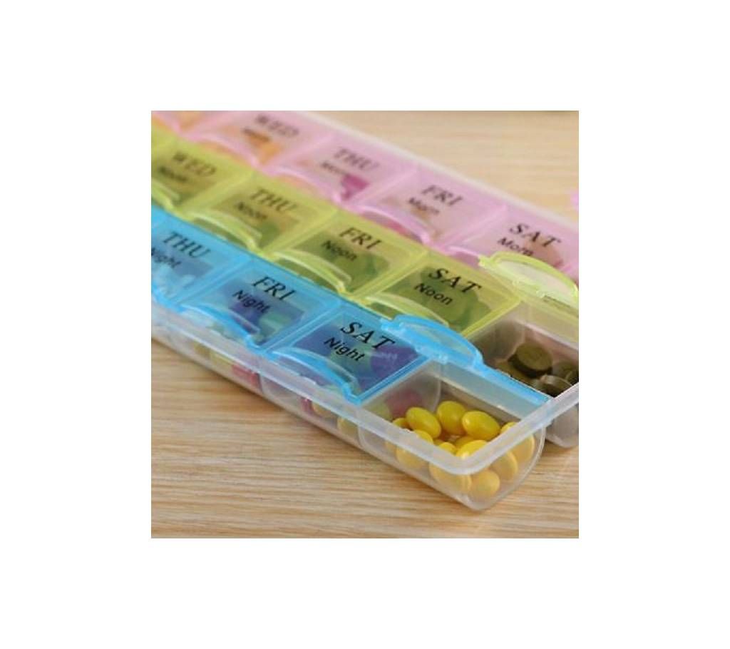21 Slots Multicolor 7 Days Health Care Pill Case Plastic Medicine Container