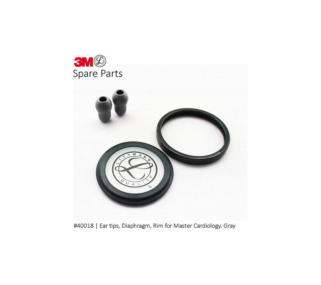 3M Littmann Spare Parts Kit for Master Cardiology Stethoscope, Gray (Ear Tips, Rim, Dia) #40018