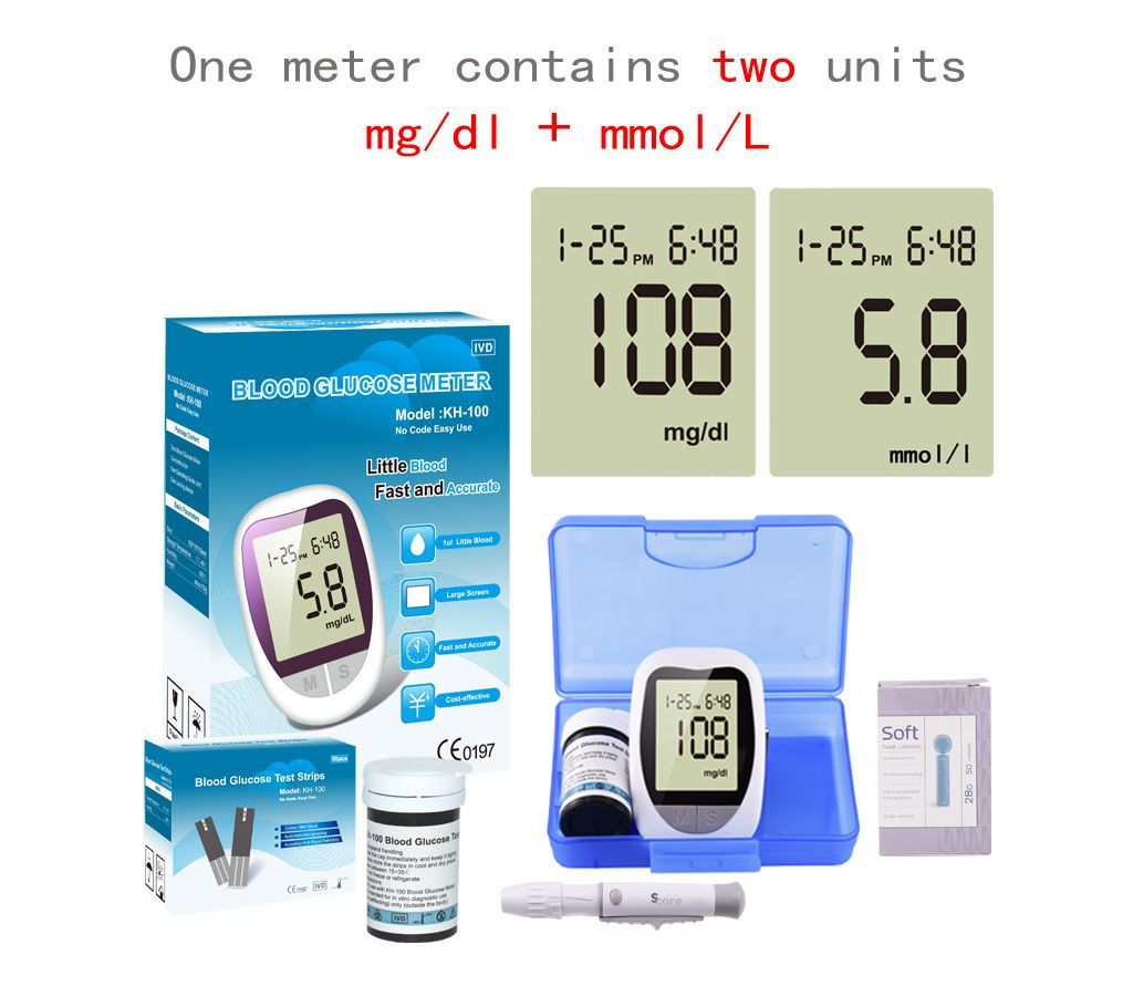 Purecare Blood Glucose meter Diabetic monitor blood Sugar Glucometer 10 strips+10 lancets