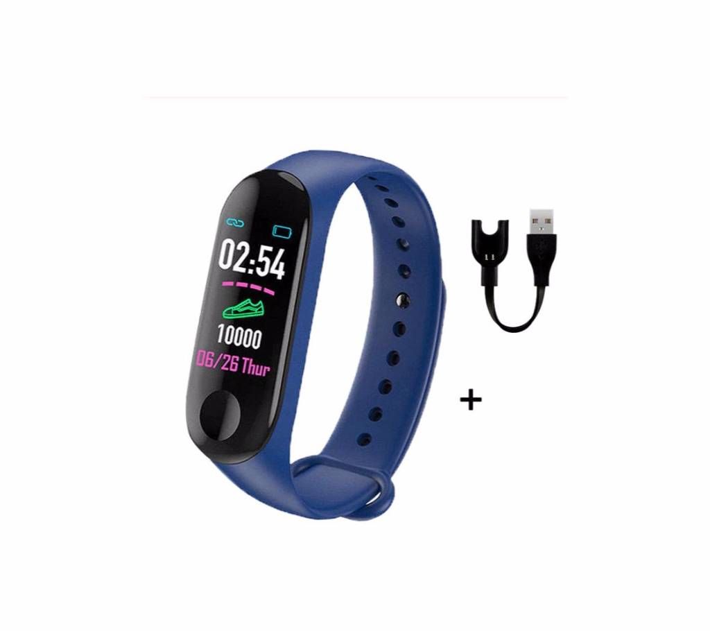 M3 Blue strap Waterproof Smart Wristband Fitness Tracker Heart Rate Activity Bracelet Sport Smartwatch