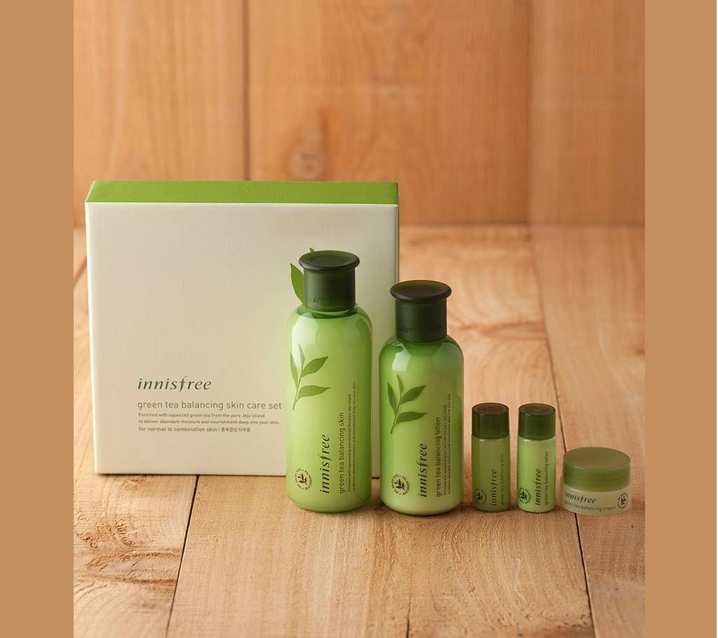 nnisfree Green Tea Balancing Skin Care Set (For Normal To Combination Skin) 1set, 5pcs -Korea