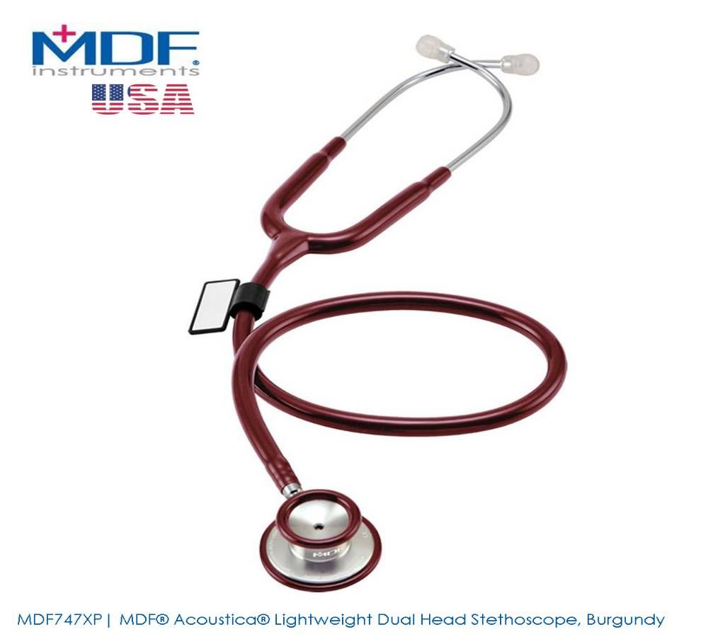 MDF Acoustica Lightweight Dual Head Stethoscope, Burgundy