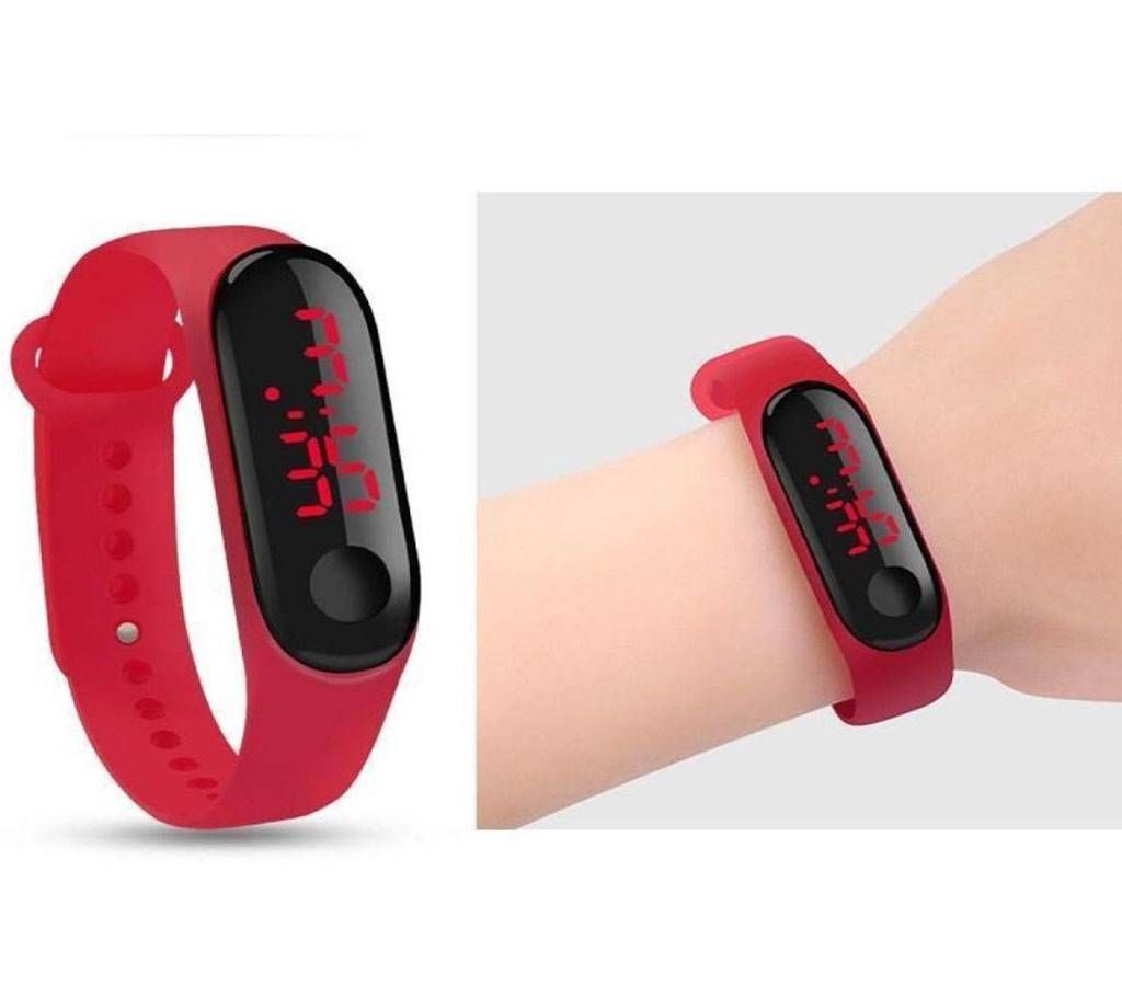 Push Type Bracelet LED Digital Watch-Red