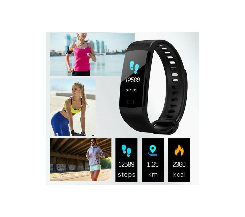2018 Hot Color Screen Y5 Smart Watch With Heart Rate Monitor Blood Pressure Pedometer Fitness Tracker Smartwatch Waterproof black