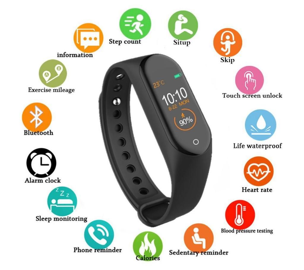 M4 Fitness Bracelet Waterproof Touch Screen Smart Wristband