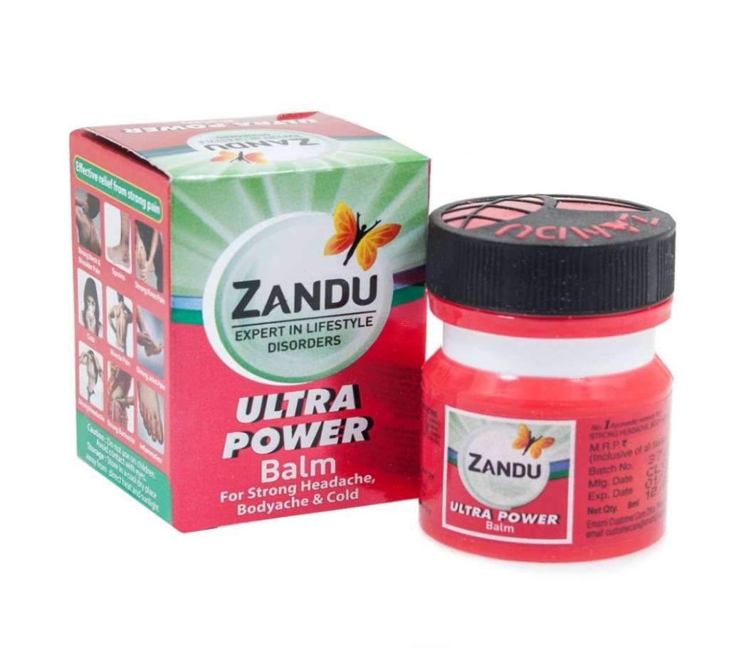 Zandu Balm Ultra Power Multipurpose Solution for Strong Headache Body Ache and Cold or pain Relief Cream 8g(Orginal Indian)