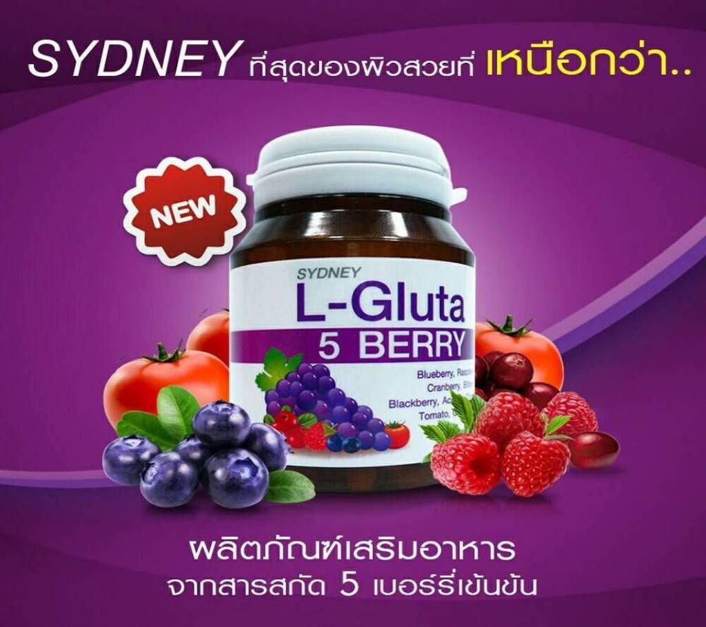 L-Gluta 5 Berry Plus Whitening Skin Anti Aging vitamins 30 Capsule - Thailand 