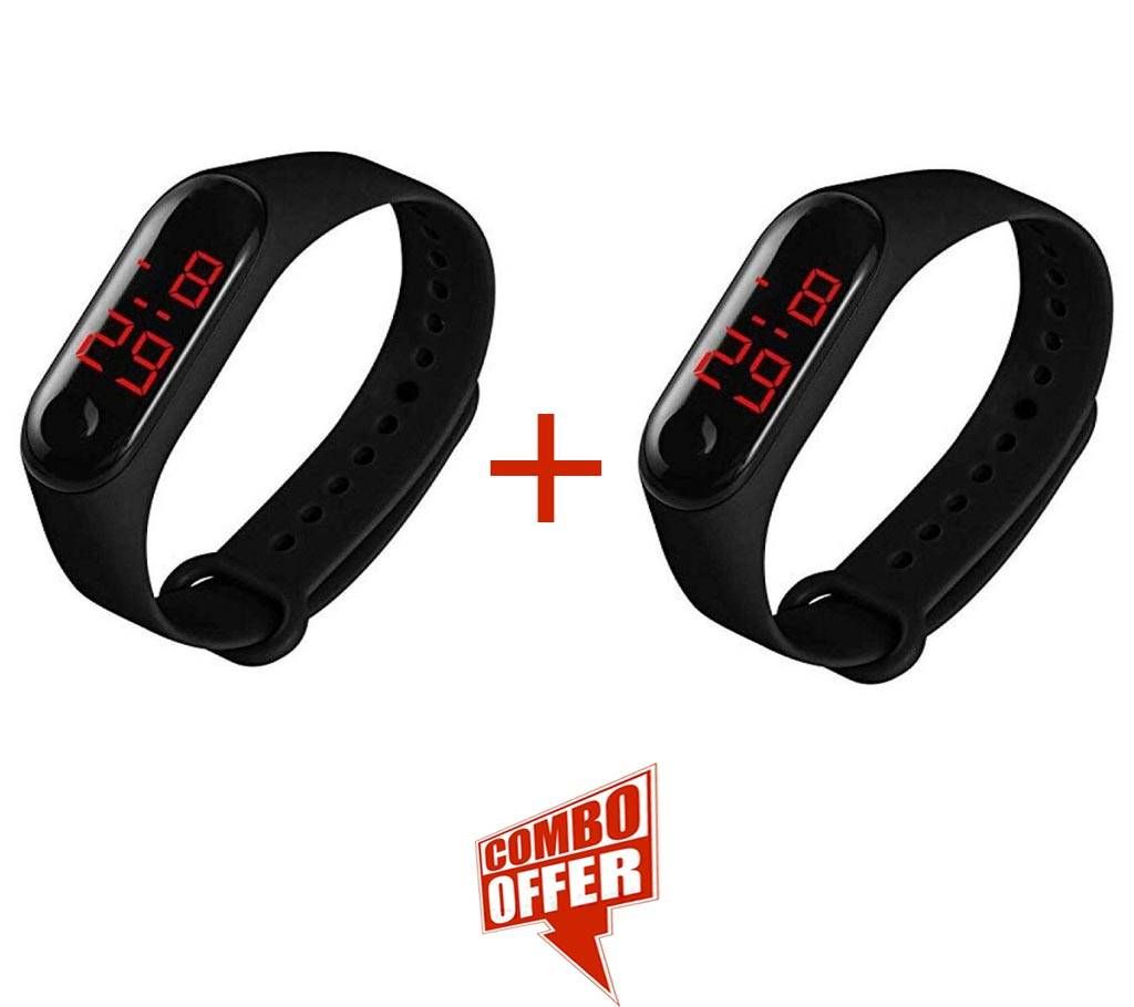 COMBO Push Type Bracelet LED Digital Watch-Black