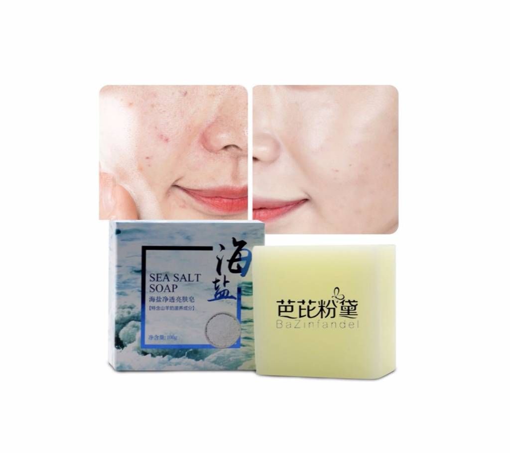 Sea Salt Pimple Pores Acne Removal Treatment Moisturizing Face Wash Soap Skin Care