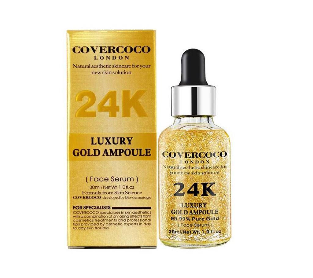 Covercoco 24k Luxury Gold Ampoule Moisturizing Face Essential Liquid Makeup Foundation Base Primer Make Up Essence Skin Care - 30ML (China)
