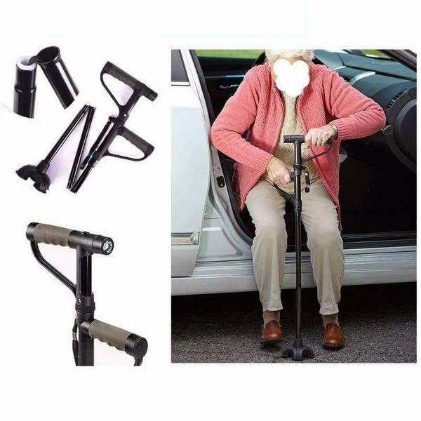 Double grab handle/arm Self Standing stick/cane
