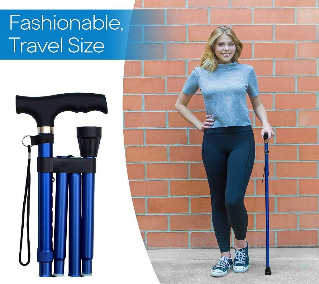 Travel Adjustable Folding Walking Stick Collapsible Walking Cane with Non-Slip Handle