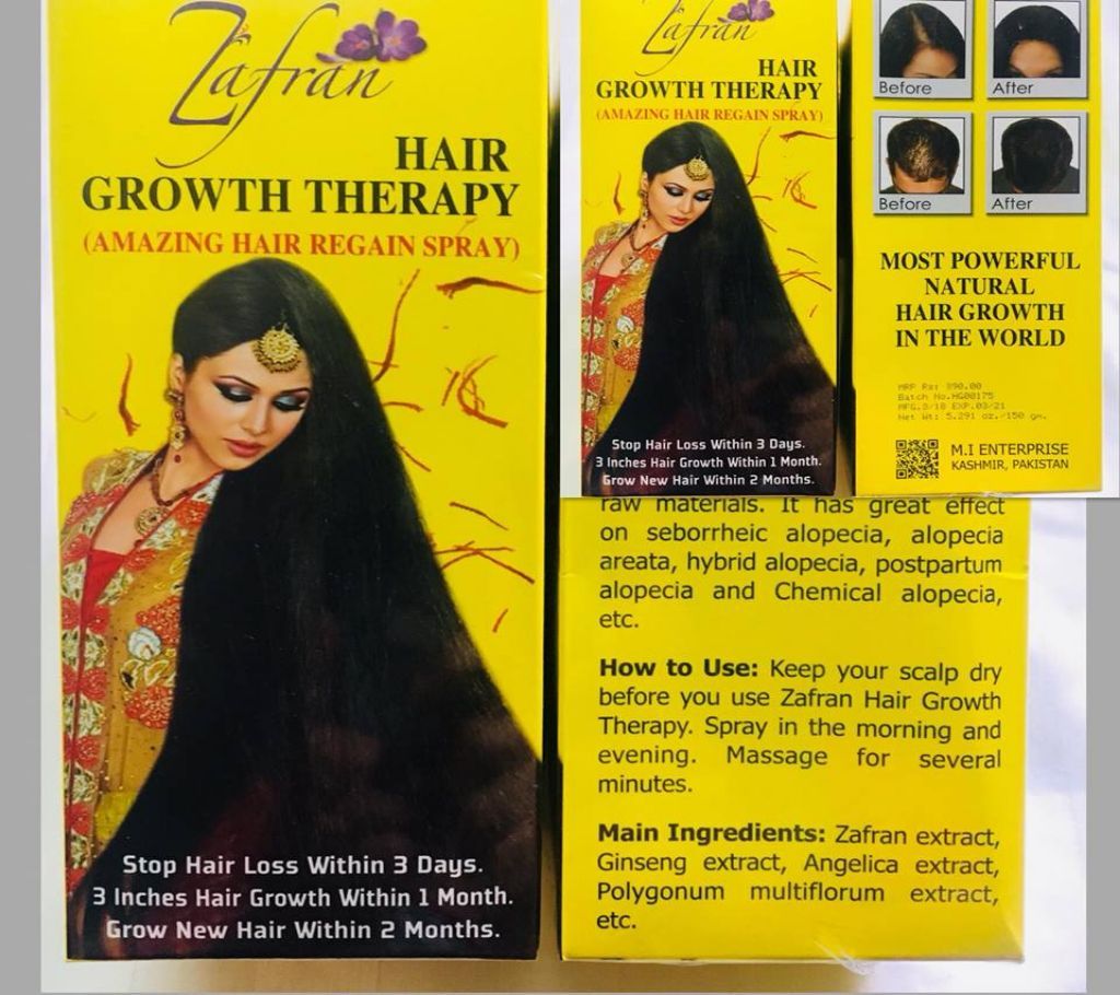 Zafran HAIR GROWTH THERAPY -(Kashmir,Pakistan)  (Amazing hair Regain Sparay)