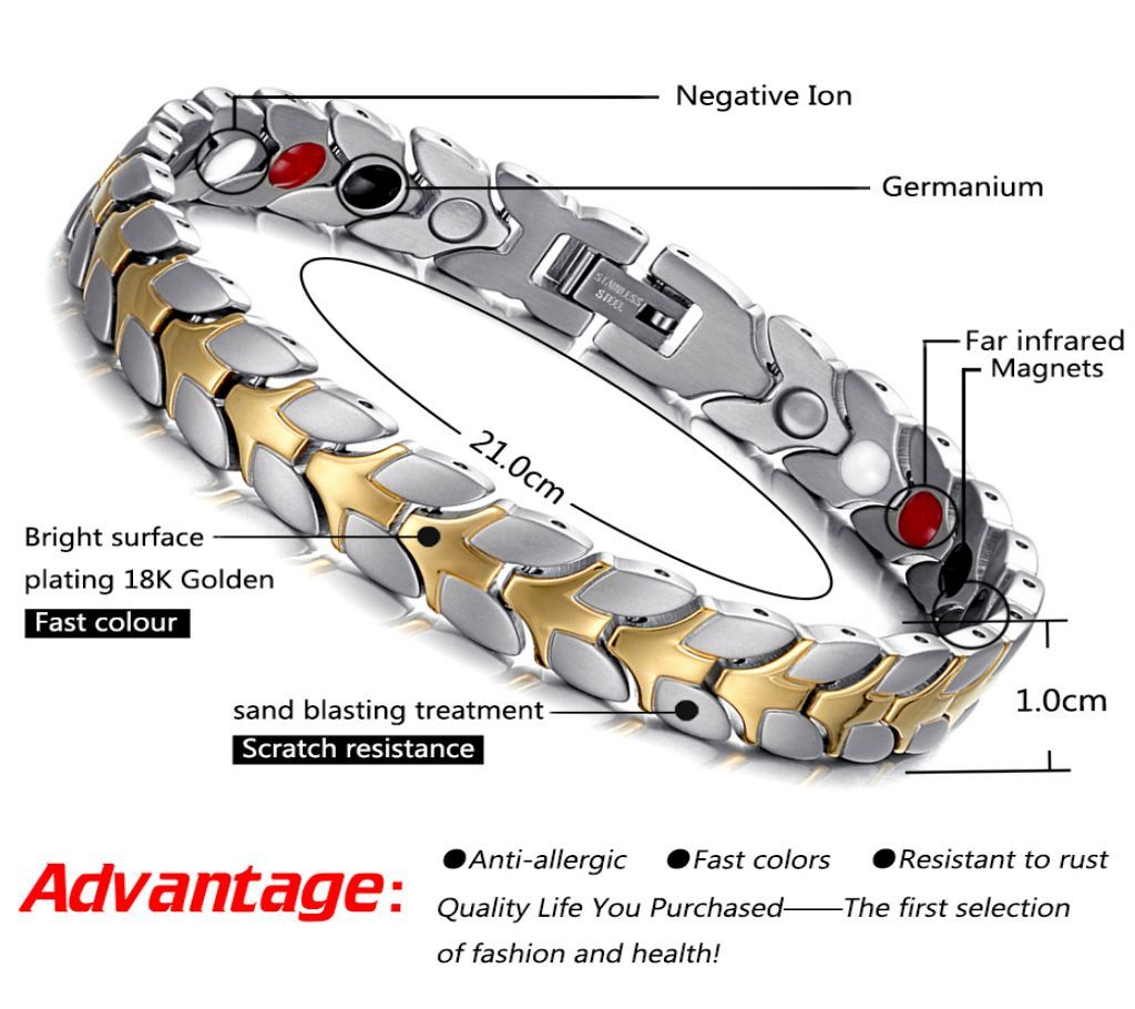 Original Men/women Neodymium Magnetic Bracelet with Negative ION, FIR & Germanium Ball.