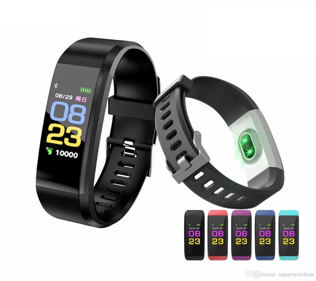 115 PLUS Smart Bracelet Heart Rate Monitor Blood Pressure- Black