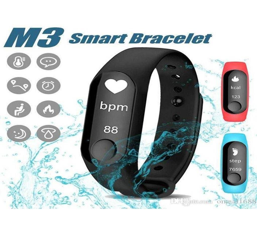 M3 SMART BAND COLOUR MONITOR WATERPROOF HEZRT  RATE MONITOR PEDOMITER