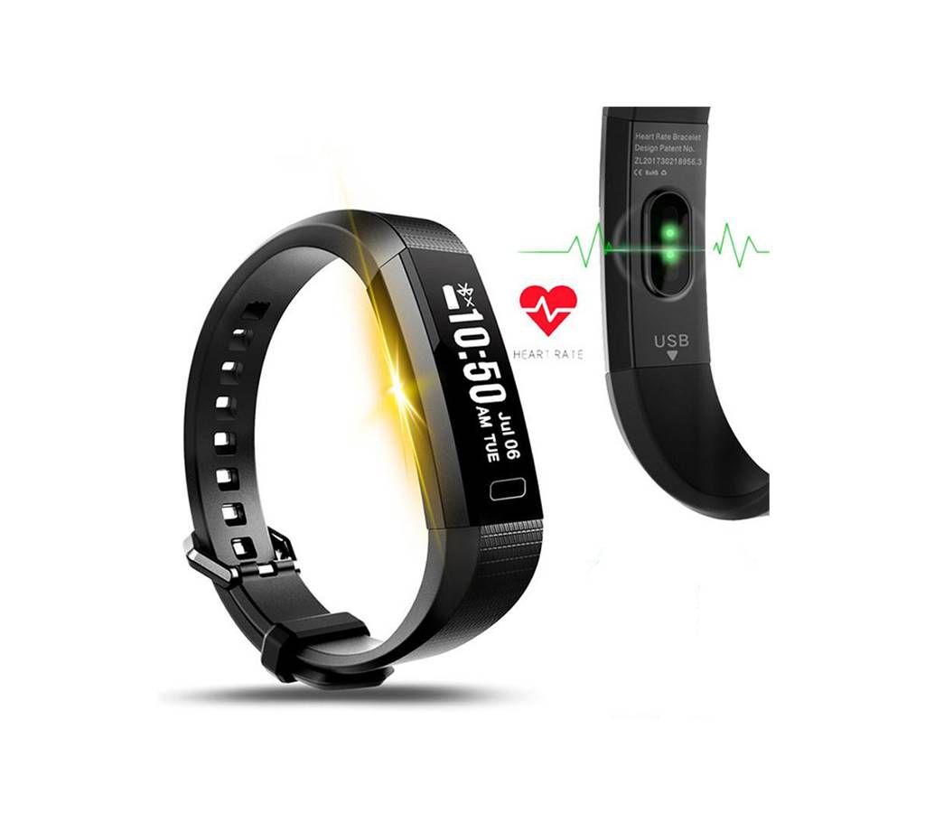 Diggro Smart Bracelet With Heart Rate Monitor Smart Band Pedometer Sports Wrist Watch - Black