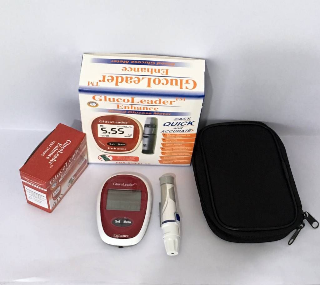 Glucoleader Enhance Red, Automatic Blood Glucose Meter Kit with 10pcs Strips (Taiwan Made)