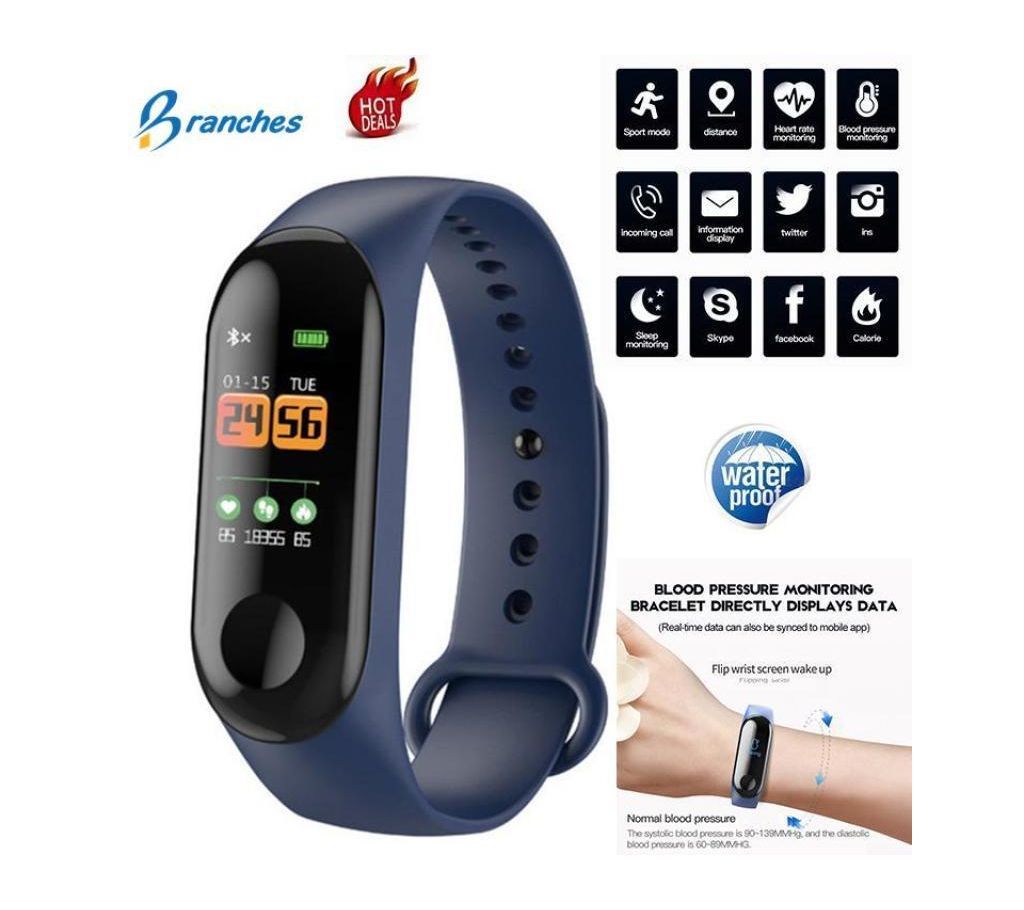 Band M3 Waterproof Smart Fitness Tracker (Blue)