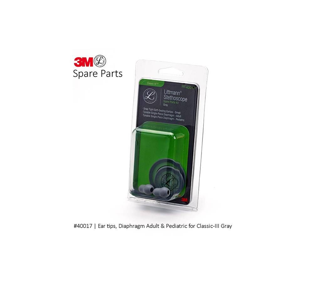 3M Littmann Spare Parts Kit for Classic III Stethoscope, Gray (Ear tips, Diaphragm Adult & Pediatric) # 40017