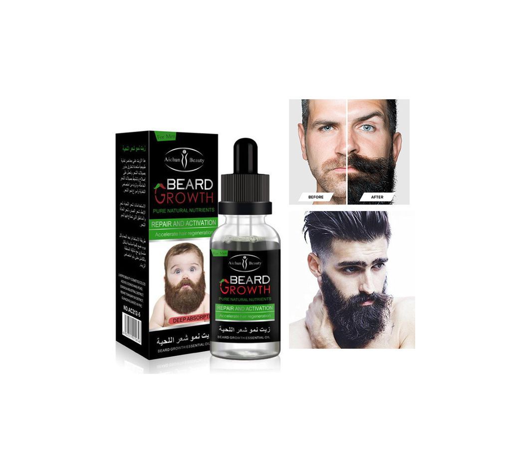 AICHUN BEAUTY Beard Oil Mustache Hair Growth Pure Natural Nutrients Skin Cleansing Vitamins Grapefruit Seed Oil Ginger Andrea Hair Growth 30ml