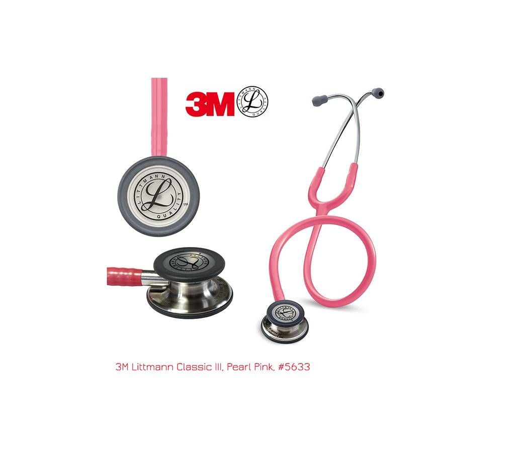 3M Littmann Classic III Stethoscope, Adult & Pedia, Pearl Pink, Double Chestpiece, 27 inch, 5633