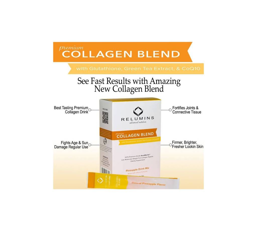 RELUMINS PREMIUM COLLAGEN BLEND - 20 SACHETS - 100% PREMIUM-GRADE ACTUMARINE COLLAGEN WITH GLUTATHIONE, GREEN TEA EXTRACT AND COQ10