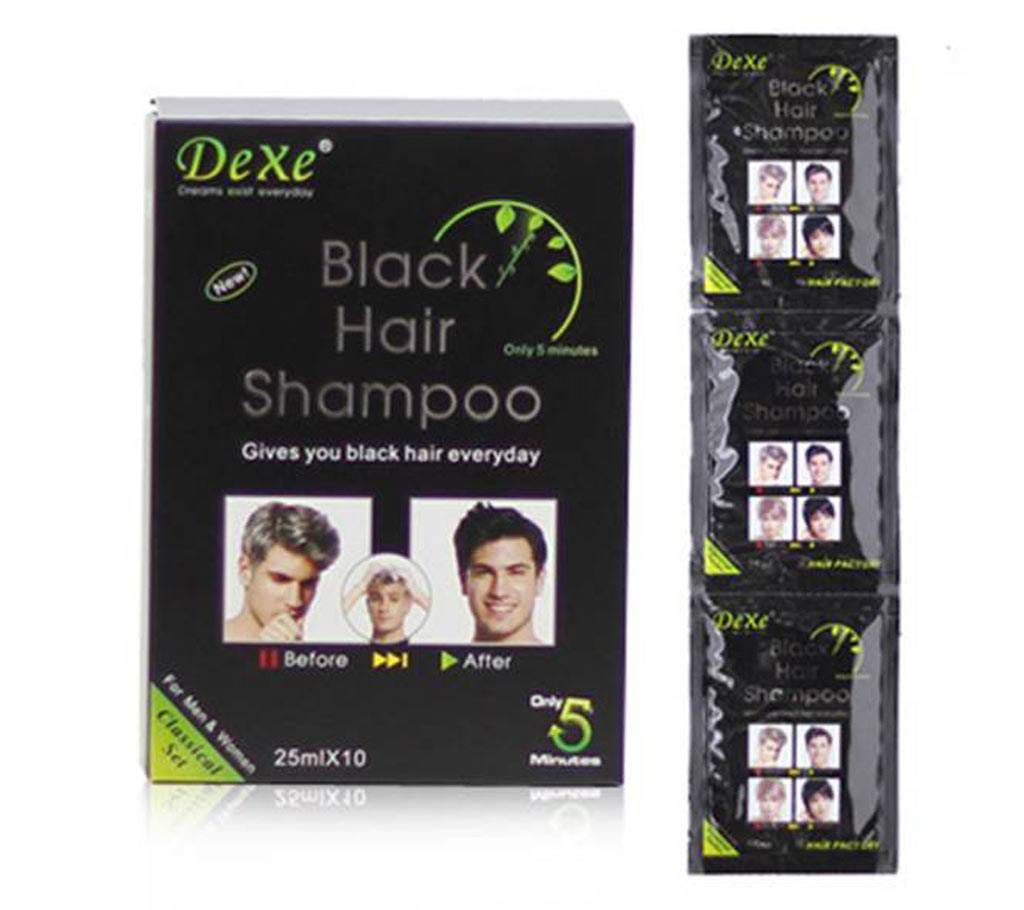 Dexe black hair color shampoo 