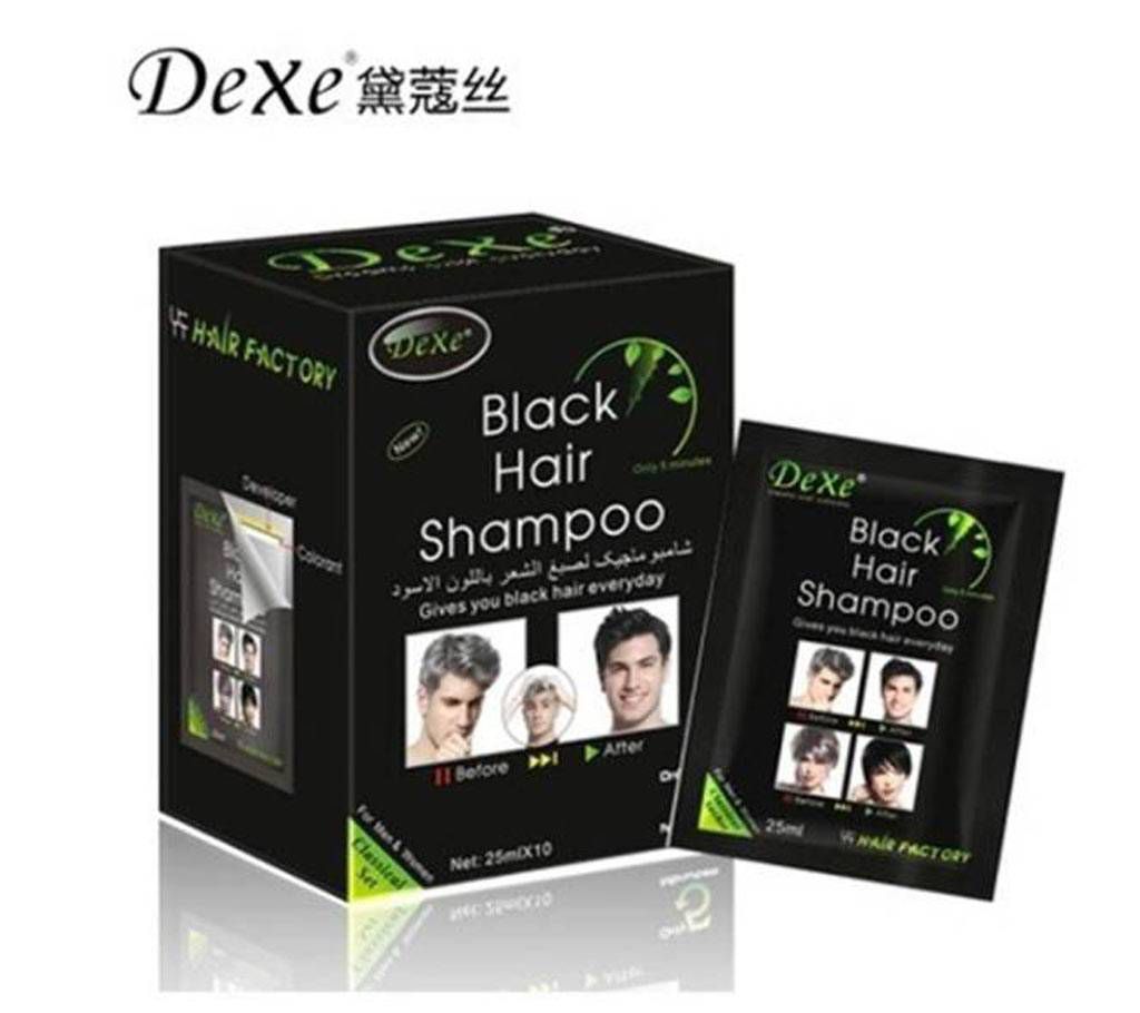 Dexe black hair color shampoo 
