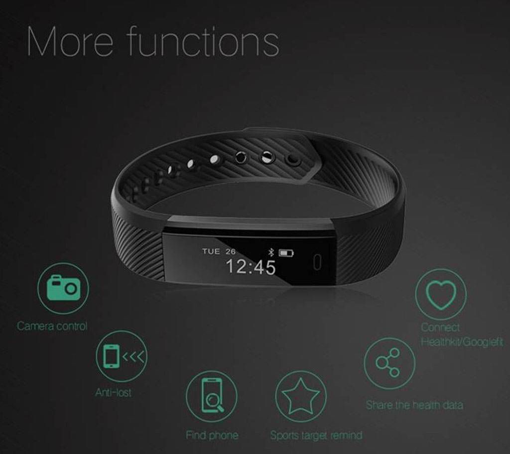 ID115 Smart Bracelet Touch Screen Fitness Tracker Watch Clock Wristband