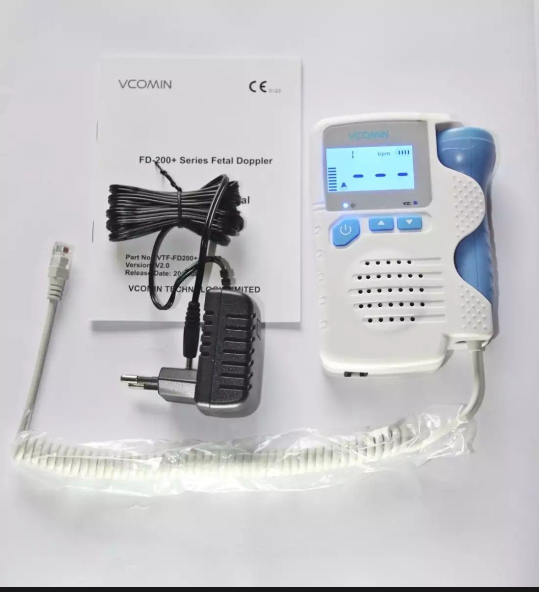 Fetal Doppler Baby Monitor (black and white) Display Portable Baby Heart Rate Monitor FD200D