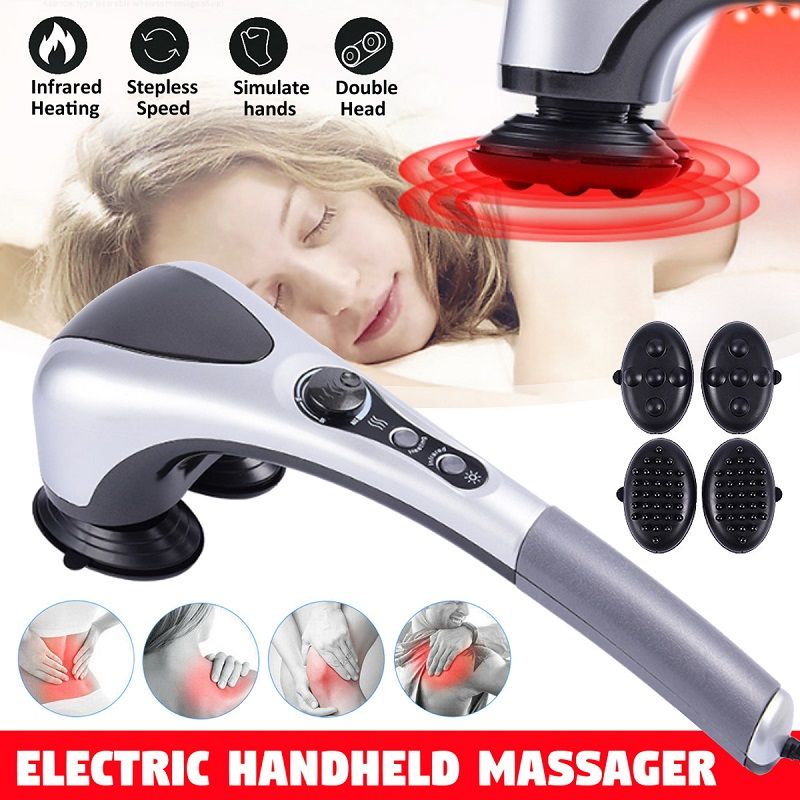 Full Body Massager Machine Double Head Variable Speed Infrared Handheld Body Massager Hammer