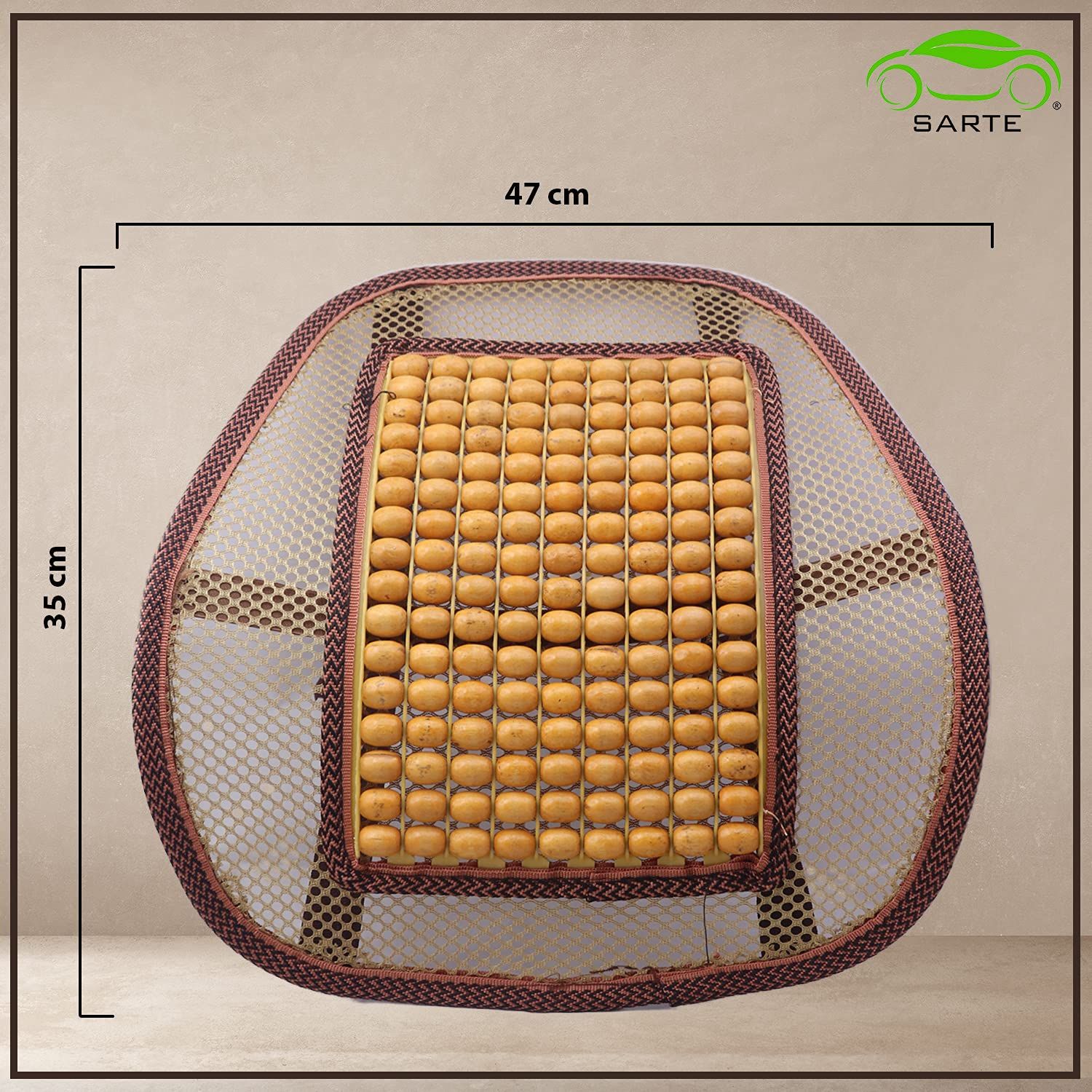 Mesh Ventilation Wooden Back Rest with Elastic and Belt Support For Car Seat, Office Chairs, home